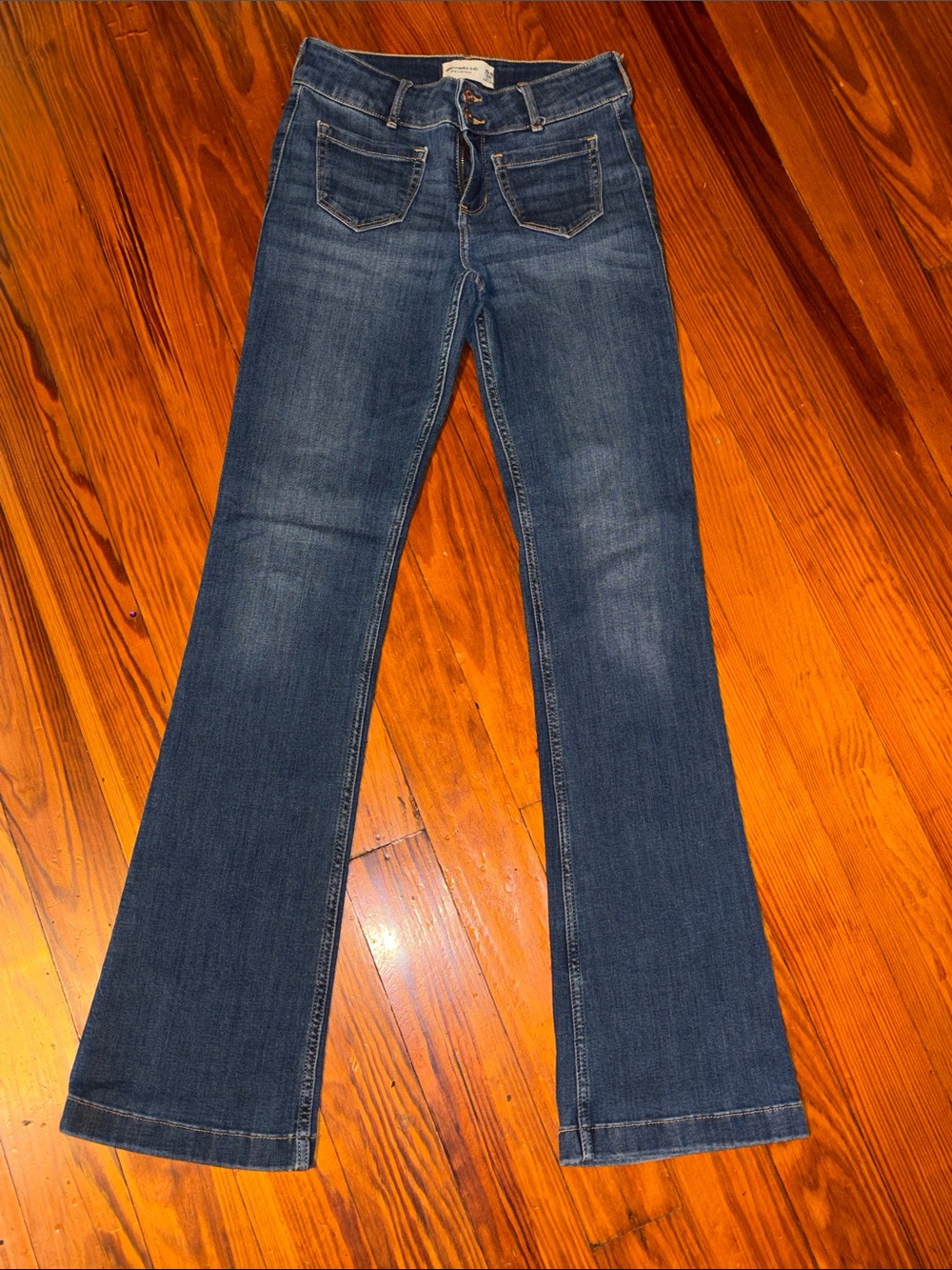 Abercrombie Kids Dark Blue Flare Jeans — Classic Wide Leg Denim